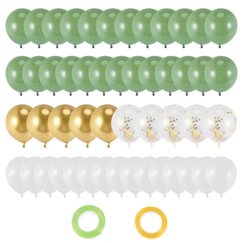 Оливково-зеленые золотисто-белые латексные воздушные шары, зеленые и золотые конфетти Воздушные шары для вечеринки в честь Дня рождения Украшения для вечеринки в честь дня рождения ребенка