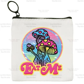 Простой кошелек для монет Mushroom Kawaii Студентка, холст, Ulzzang, Гранж, милая сумка для ключей, графический эстетичный Мини-клатч, Маленькая сумочка