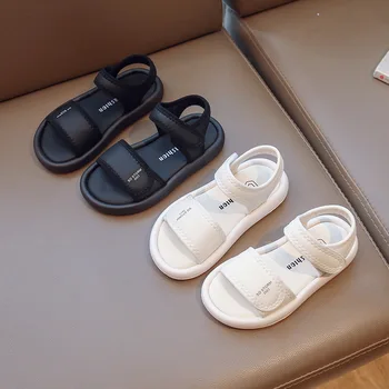 Простые и легкие детские сандалии 2023 Летние Новые пляжные туфли с открытым носком на толстой подошве для мальчиков и девочек