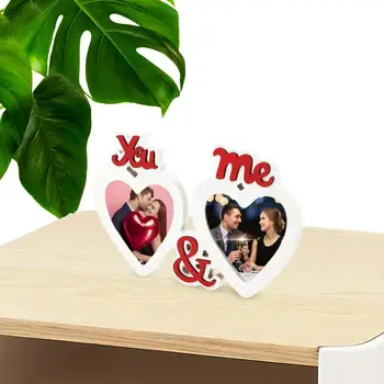 Рамки для фотографий в виде сердца, романтическая Деревянная рамка для фотографий для пар, рамка для фотографий на День Святого Валентина Для журнального столика