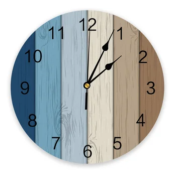 Ретро Градиентные деревянные Настенные часы для спальни с зерновой фермой, большие современные кухонные Круглые настенные часы для столовой, часы для гостиной, Домашний декор