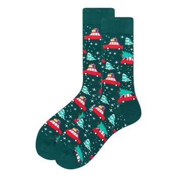 Рождественские носки с перекрестной каймой больших размеров, Рождественская елка, Новый Лось, Старик, Рождественские женские носки с длинной трубкой, 41-46 Размеров