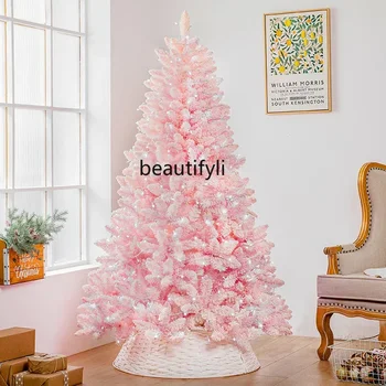 Роскошная Рождественская Елка с шифрованием, Большая Имитационная Елка из полиэтилена, Розовое Голубое Снежное Дерево, Светящееся Украшение