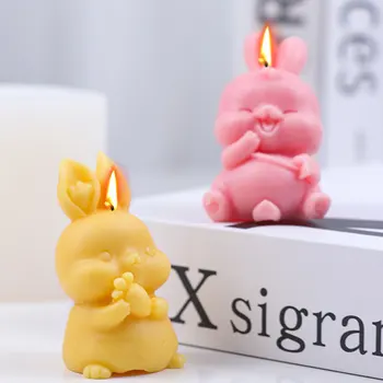 Силиконовая форма для свечей с рисунком кролика с рисунком моркови, Гипсовая форма с рисунком Счастливого Кролика, декор для Пасхального шоколадного торта, Праздничный подарок.