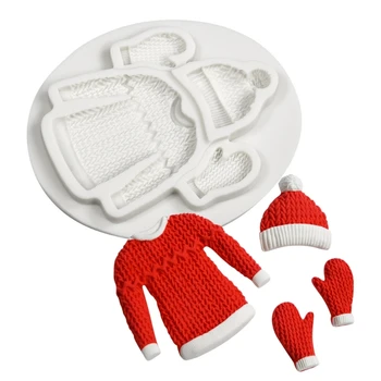 Силиконовая форма рождественской серии, свитер, шляпа, перчатки, форма для выпечки помадки