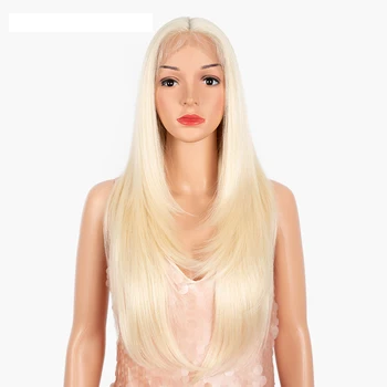 Синтетические кружевные парики 26 дюймов, средняя часть, прямые кружевные парики спереди, Омбре, Розовый, 613 Светлых париков для чернокожих женщин, парики для косплея