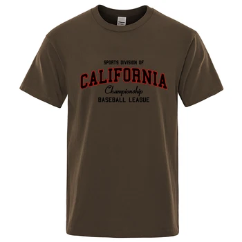 Спортивный дивизион Калифорнийской бейсбольной лиги, мужские футболки, повседневные дышащие топы, Повседневная футболка, хлопковая футболка оверсайз