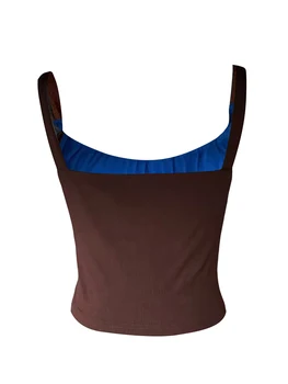 Стильный женский камзол контрастного цвета с завязками -топ без рукавов Slim Fit, идеально подходящий для вечеринок и клубов в летний сезон