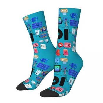 Сумасшедшие мужские компрессионные носки в стиле хип-хоп с ретро персонажами Унисекс Battle for Dream Island BFDI 4 и X Street Style Crew Socks
