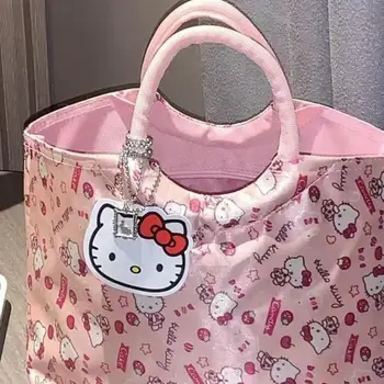 Сумка большой емкости Kawaii Hello Kitty, Розовая, для вышивки, Милая Девушка, Модная Сумка для хранения косметики для досуга.