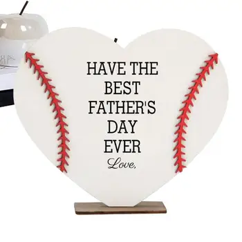 Табличка с бейсбольным столом в форме сердца, посвященная Дню отца, табличка с надписью Love Table на бейсбольную тематику, Деревянные украшения для стола на День отца в форме сердца, подарок