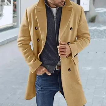 Универсальное пальто для джинсов, женское однотонное пальто, модное пальто с воротником-лацканом, универсальная теплая стильная мужская куртка на осень