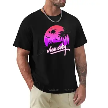 Футболка в стиле ретро Vice City, мужские топы, футболки, рубашки с животным принтом для мальчиков, мужские графические футболки, комплект
