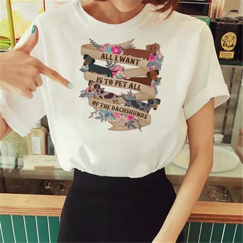 Футболки с таксой женские забавные Y2K футболка для девочек аниме одежда