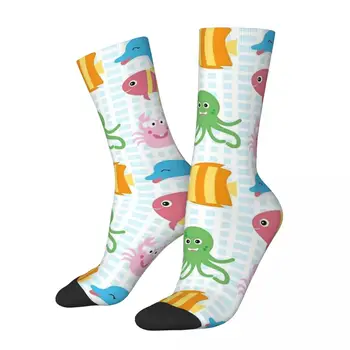 Хип-хоп Ретро Под водой Сумасшедшие мужские носки Унисекс с океанским рисунком, уличный стиль, новинка, носки для экипажа, подарок для мальчиков