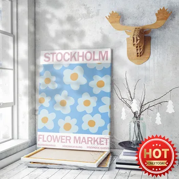 Художественный плакат Стокгольмского цветочного рынка в скандинавском стиле, Иллюстрация Ботанического растения, принт, Современный декор, Настенная картина