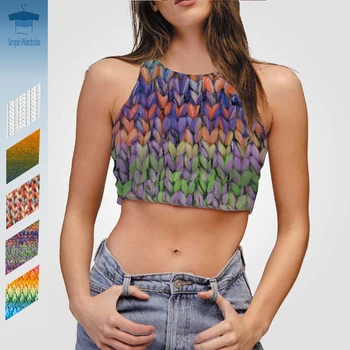 Цветной свитер с 3D-принтом, графические топы на бретелях с круглым вырезом, Летняя женская одежда с открытыми плечами, жилет для горячей девушки, одежда без рукавов