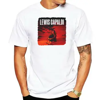 ЭМИЛИ МОРАН Мужская модная футболка Lewis Capaldi с черным буквенным принтом